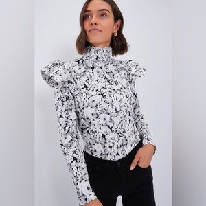 Tuckernuck Bowden Top Size XXL NWT Gray Gardens Ruffle Blouse High Neck